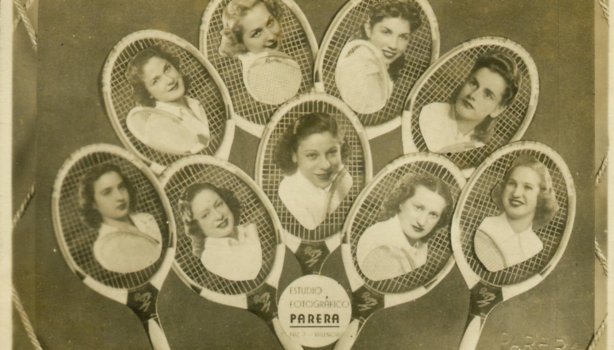 “Bene”, Josefina González, en un cuadro del frontón Valencia en 1948